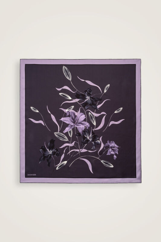 Lily Purple Silk Scarf - 1