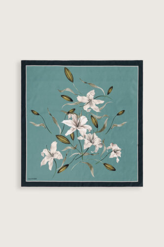 Lily Turquoise Silk Scarf - 2