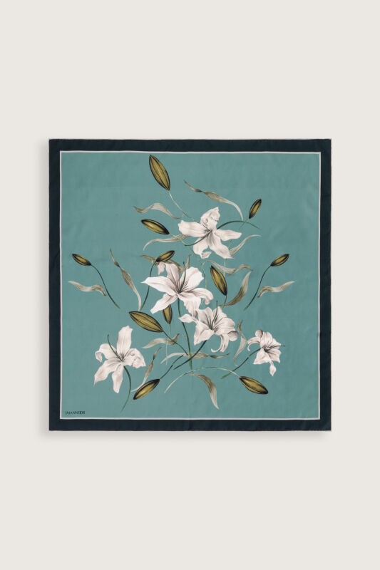 Lily Turquoise Silk Scarf - 2