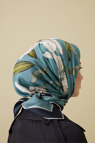 Lily Turquoise Silk Scarf - 5