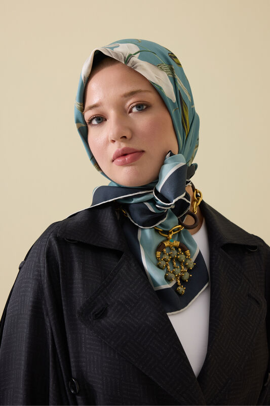 Lily Turquoise Silk Scarf - 6