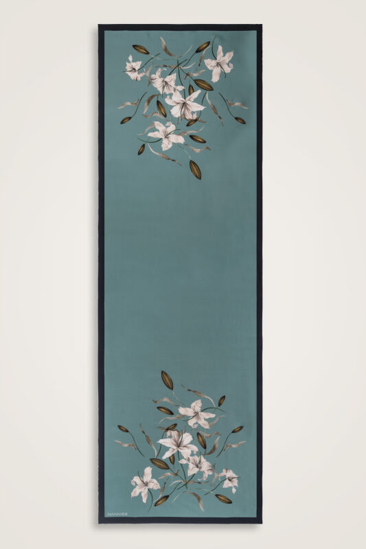 Lily Turquoise Twill Silk Shirt Shawl - 2