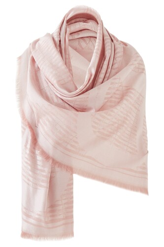 Logo-4 Wool Silk Scarf Pink - 3