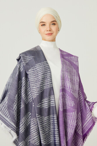 Logo-4 Wool Silk Shawl Purple - 4