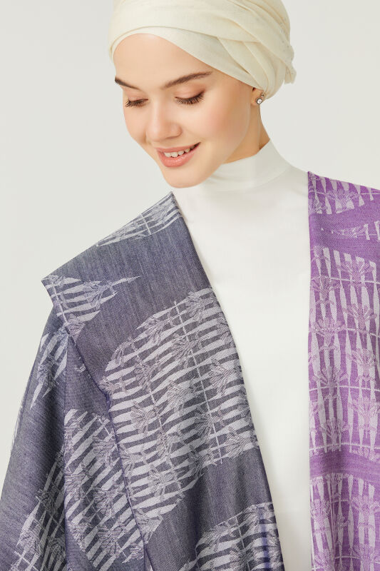 Logo-4 Wool Silk Shawl Purple - 6