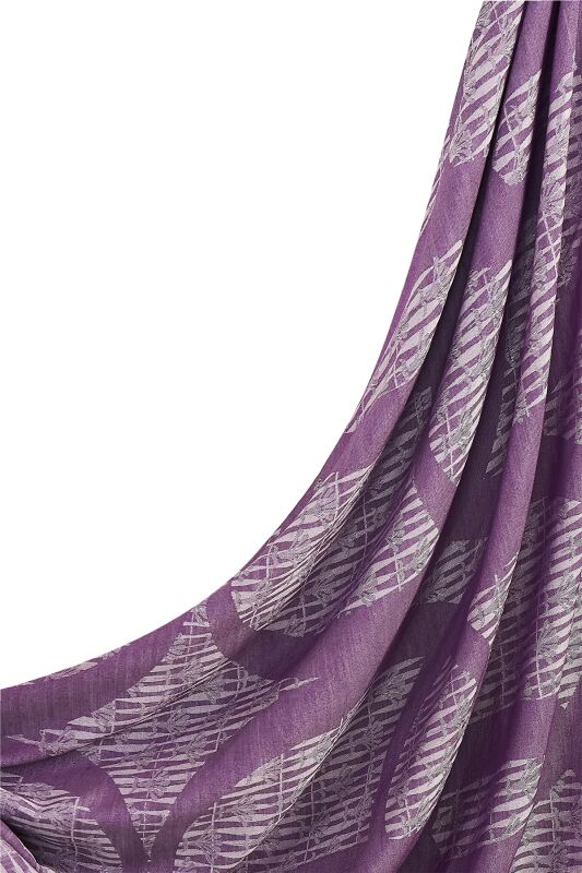 Logo-4 Wool Silk Shawl Purple - 5