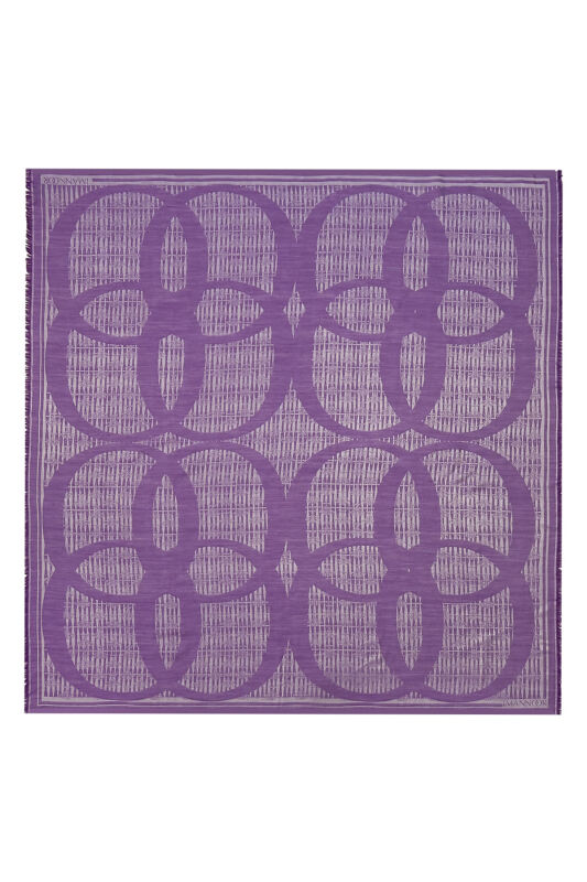 Logo-4 Wool Silk Shawl Purple - 1