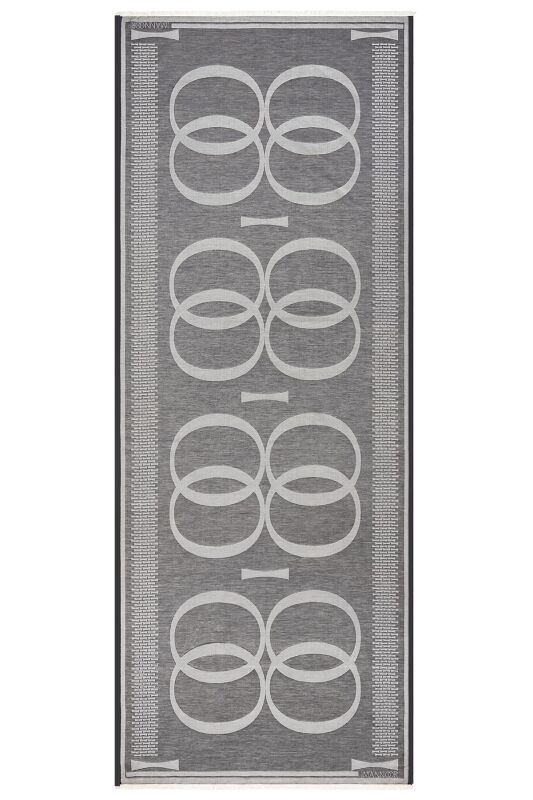 Logo 8 Cotton Silk Shawl Dark Grey - 2