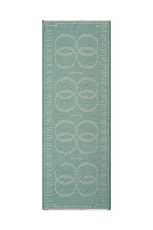 Logo 8 Cotton Silk Shawl Green - 1