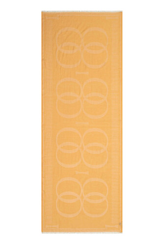 Logo 8 Sarı Pamuk İpek Şal 80x210 