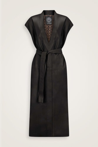 Long Brown Leather Vest 