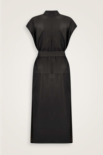 Long Brown Leather Vest - 2