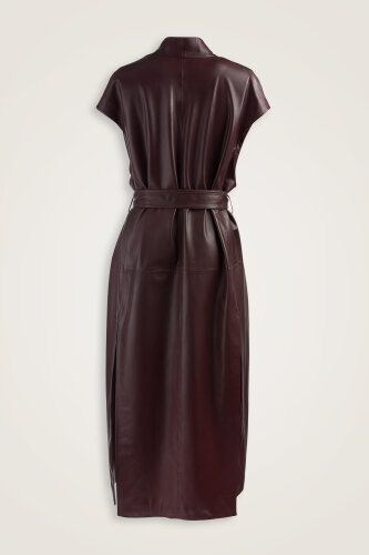 Long Burgundy Leather Vest - Imannoor (1)