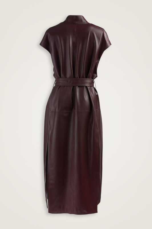 Long Burgundy Leather Vest - 2