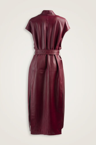 Long Cherry Brown Leather Vest - Imannoor (1)