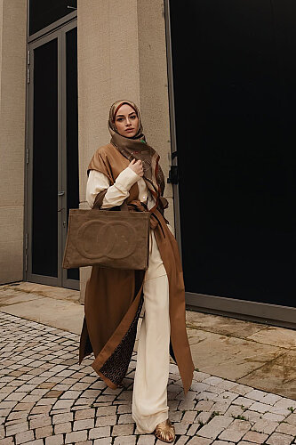 Long Milky Brown Leather Vest - Imannoor (3)