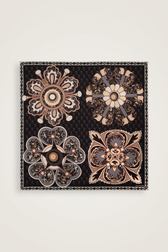 Lotus Black Twill Silk Scarf - 2