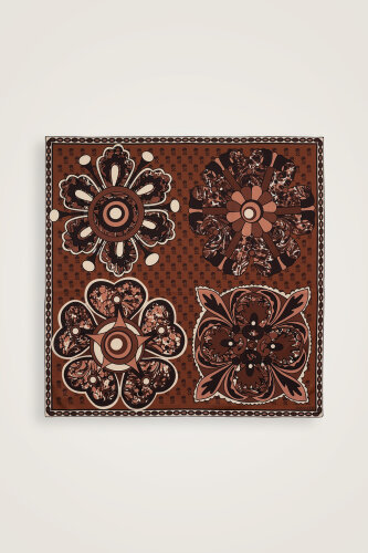 Lotus Brown Silk Twill Scarf - 2