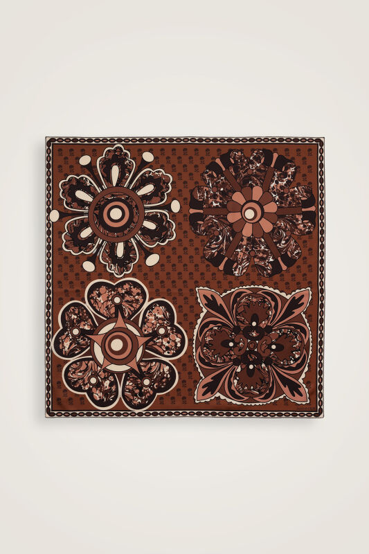 Lotus Brown Silk Twill Scarf - 2