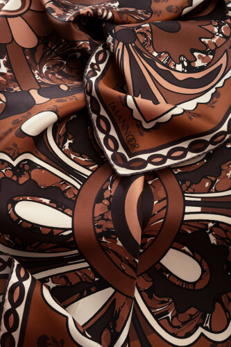 Lotus Brown Silk Twill Scarf - 4