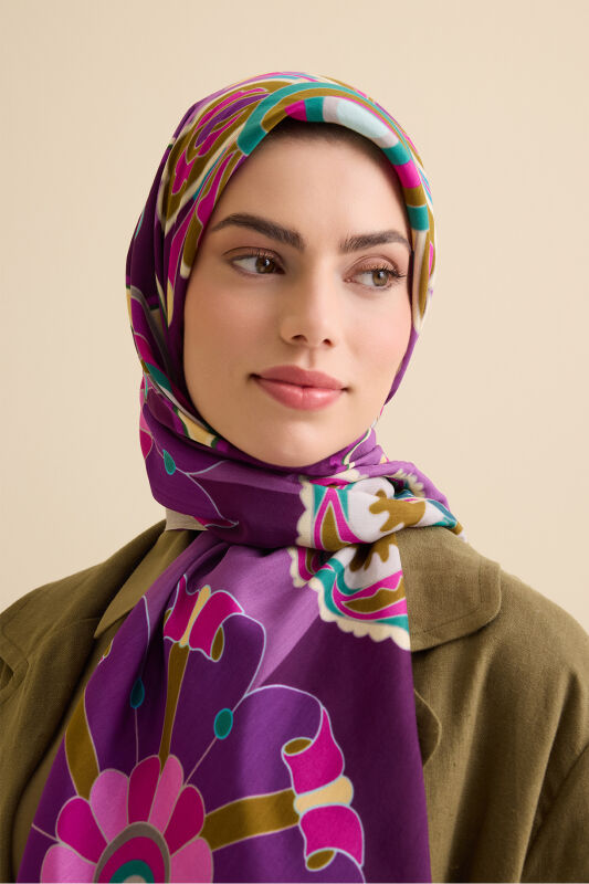 Lotus Damson Viscose Shawl - 3