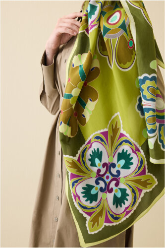 Lotus Green Floss Viscose Shawl - 5