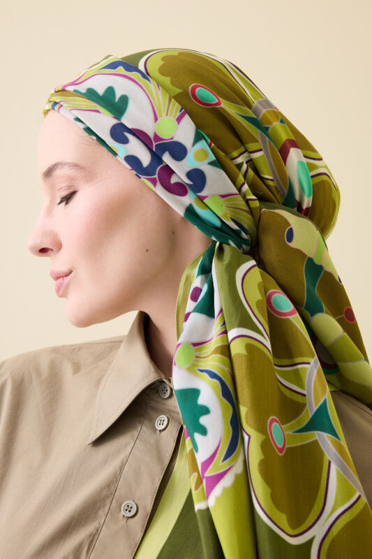 Lotus Green Floss Viscose Shawl - 1