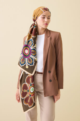 Lotus Khaki Floss Viscose Shawl - 5