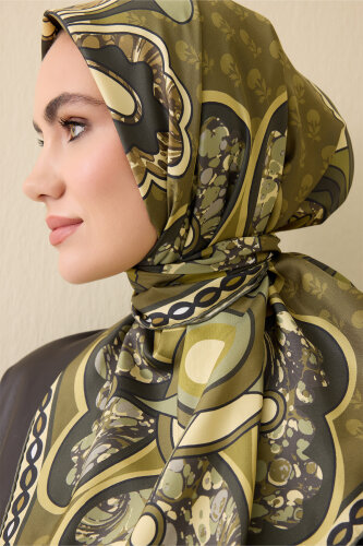 Lotus Khaki Silk Twill Scarf - 3