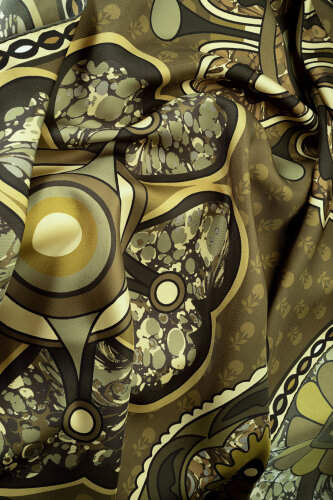 Lotus Khaki Silk Twill Scarf - 4