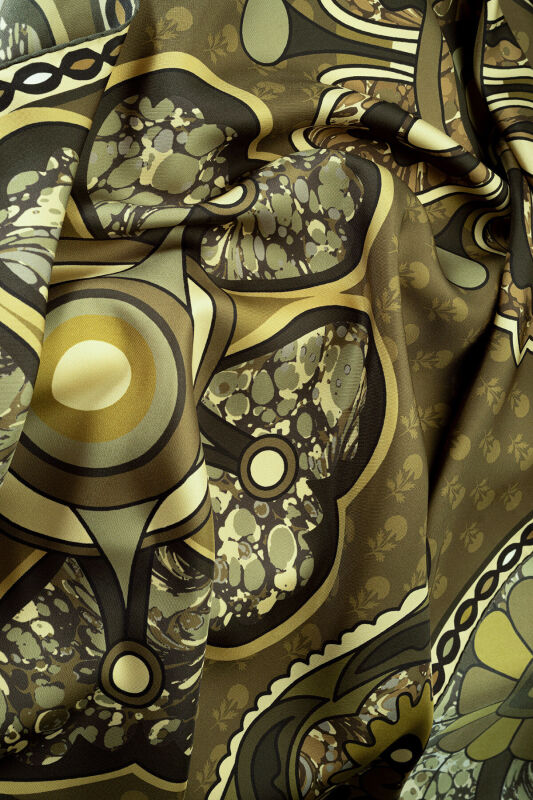 Lotus Khaki Silk Twill Scarf - 4
