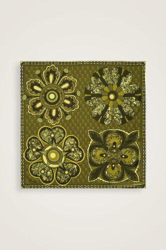 Lotus Khaki Silk Twill Scarf - 2
