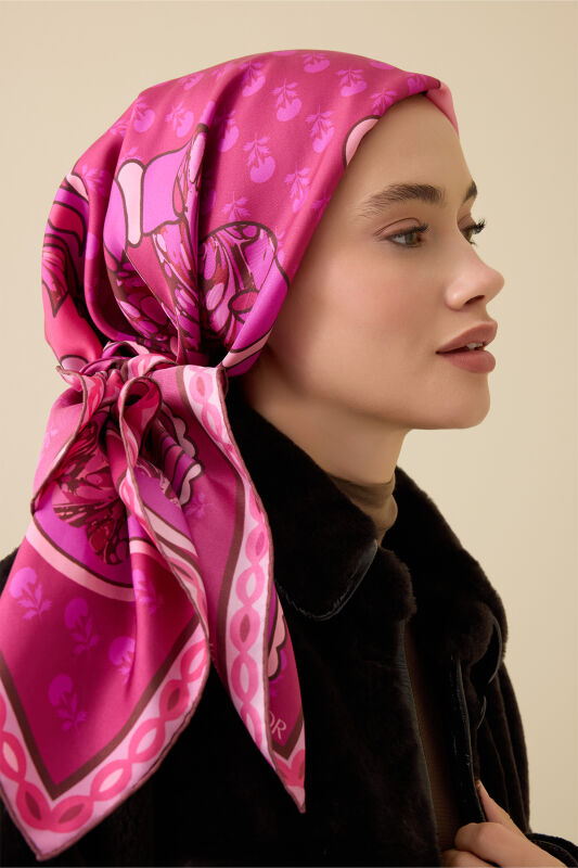 Lotus Pink Silk Twill Scarf - 1