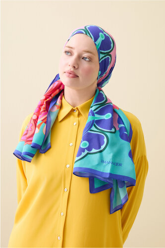 Lotus Turquoise Floss Viscose Shawl - 1