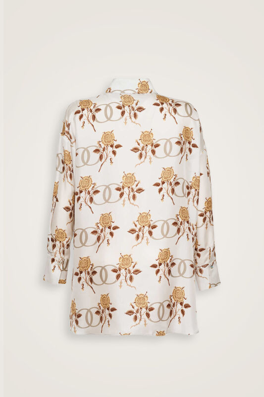 Love Beige Twill Silk Pajama Shirt - 4