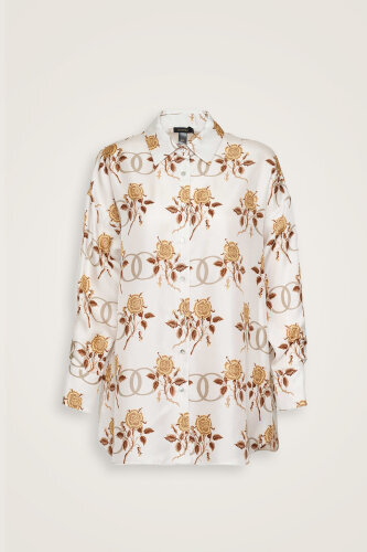 Love Beige Twill Silk Pajama Shirt - 2