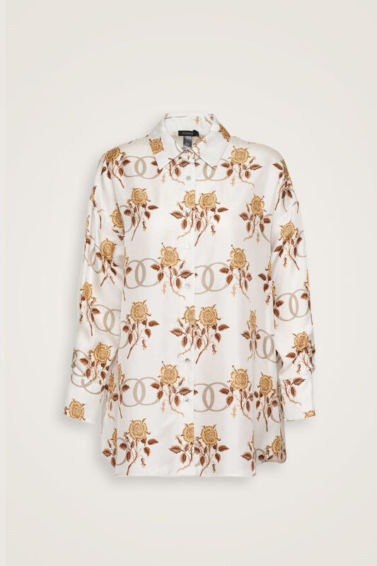 Love Beige Twill Silk Pajama Shirt - 2