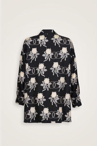 Love Black Twill Silk Pajama Shirt - 4