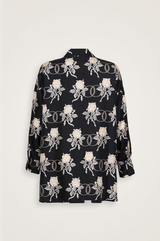 Love Black Twill Silk Pajama Shirt - 4