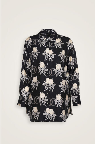 Love Black Twill Silk Pajama Shirt - 2