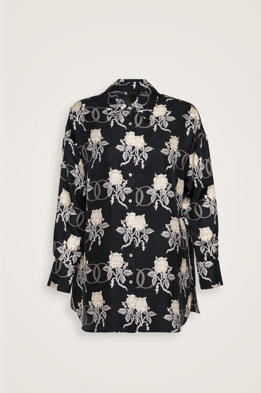 Love Black Twill Silk Pajama Shirt - 2