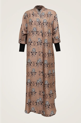 Love Knitted Sleeve Mink Silk Twill Kimono - 2