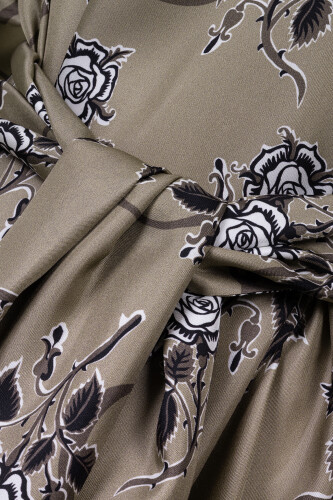 Love Pattern Beige Silk Dress - 2