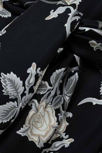 Love Pattern Black Silk Dress - 2