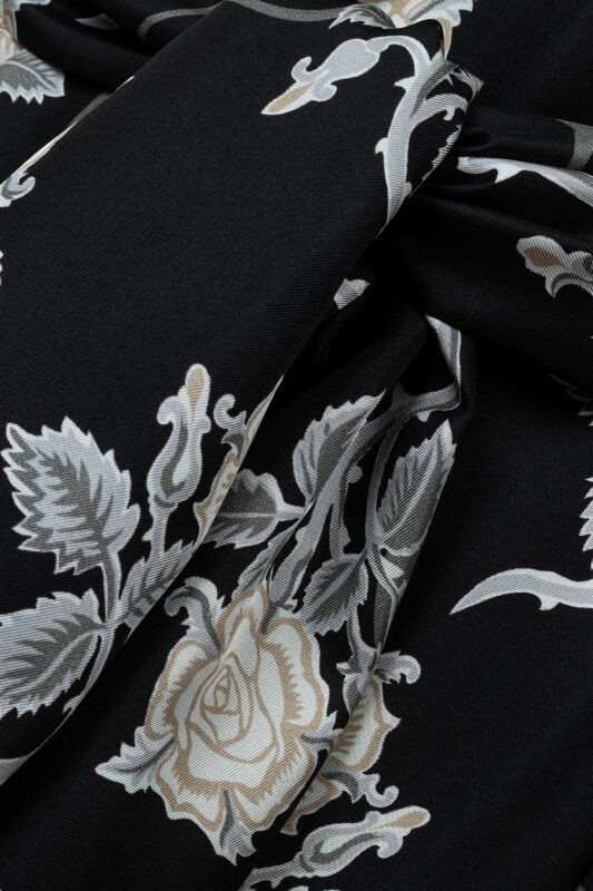 Love Pattern Black Silk Dress - 2