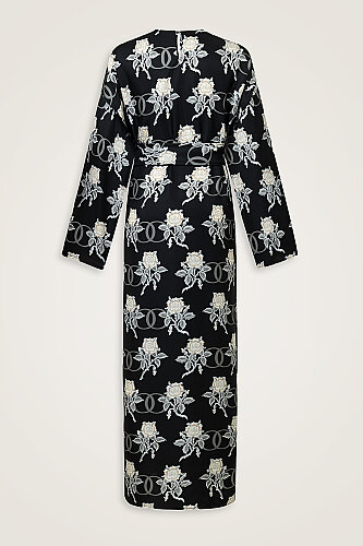 Love Pattern Black Silk Dress - 3