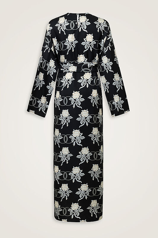 Love Pattern Black Silk Dress - 3