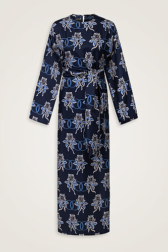 Love Pattern Oil Silk Dress - 1