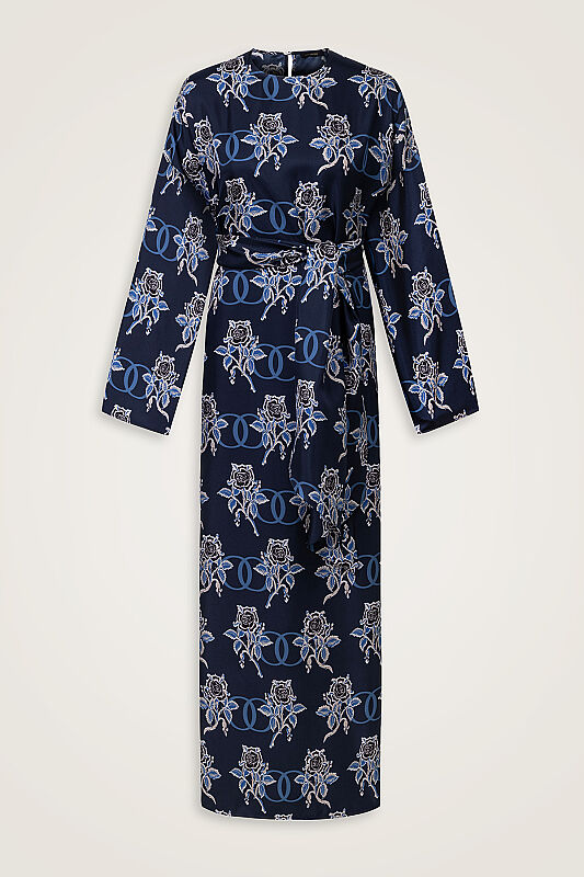 Love Pattern Oil Silk Dress - 1