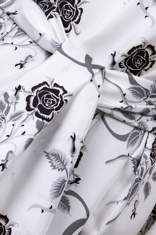 Love Pattern White Silk Dress - 2